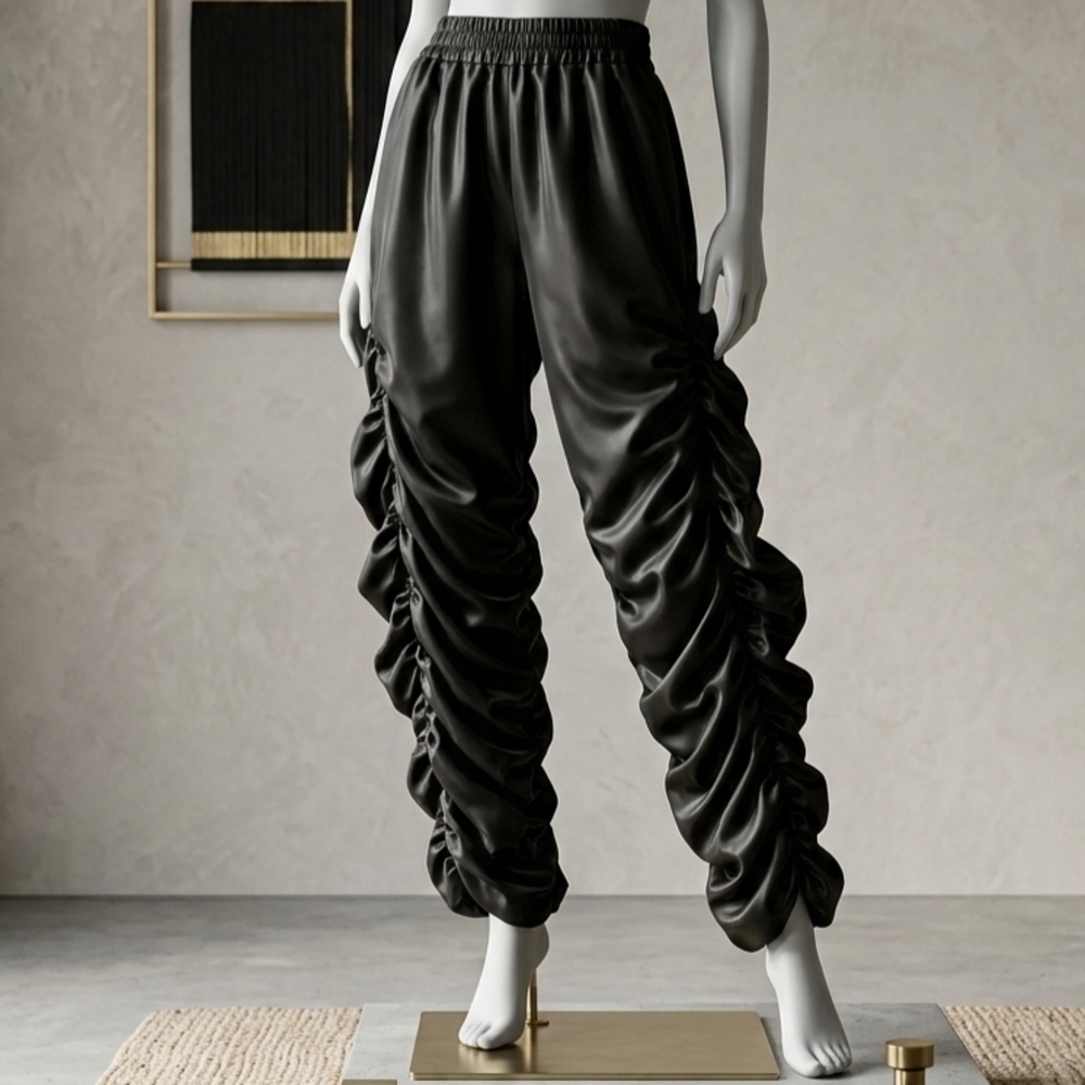 Chic Black Ruched Joggers